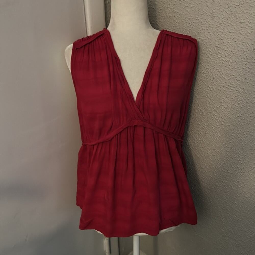 Lucky Brand Sleeveless Ruffle Top XL V-Neck Boho Indie Bohemian Festival Casual